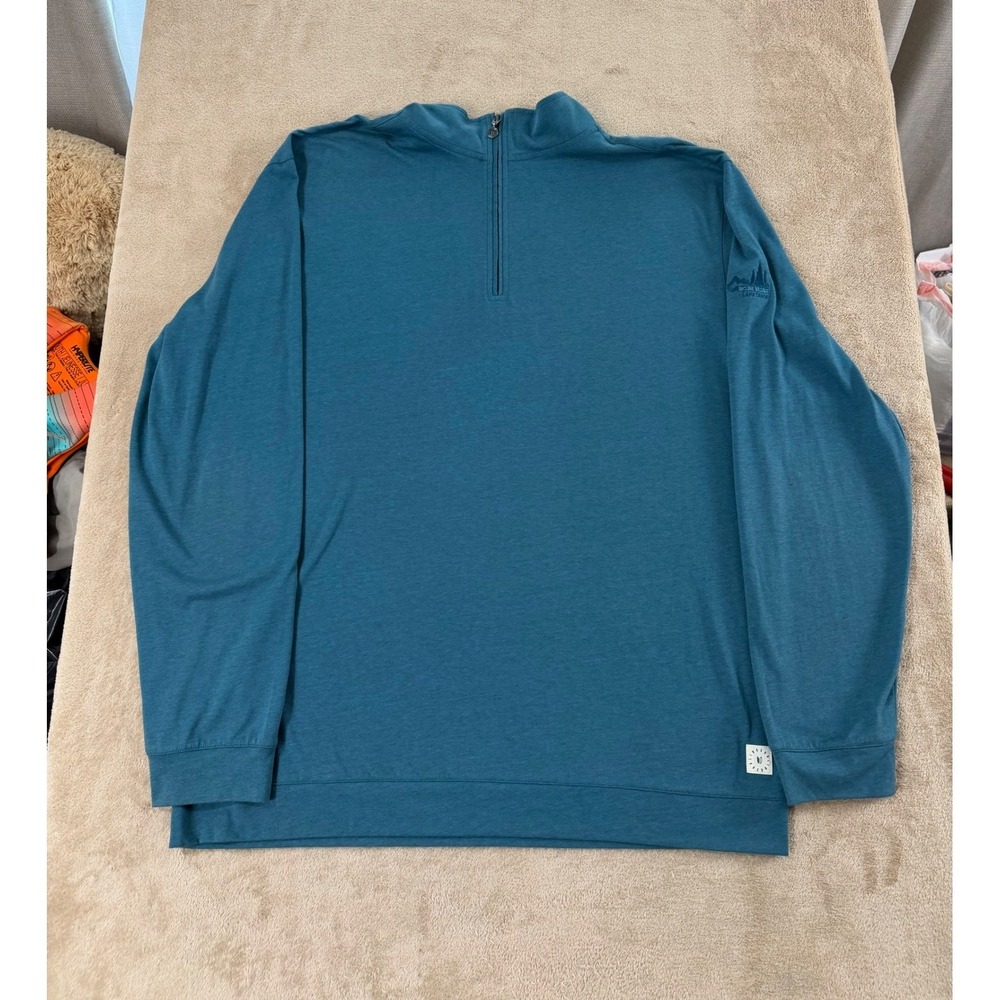 Linksoul Tempus Fugit Pullover Mens 2XL Quarter Zip Teal Blue Golf‎ Logo Good